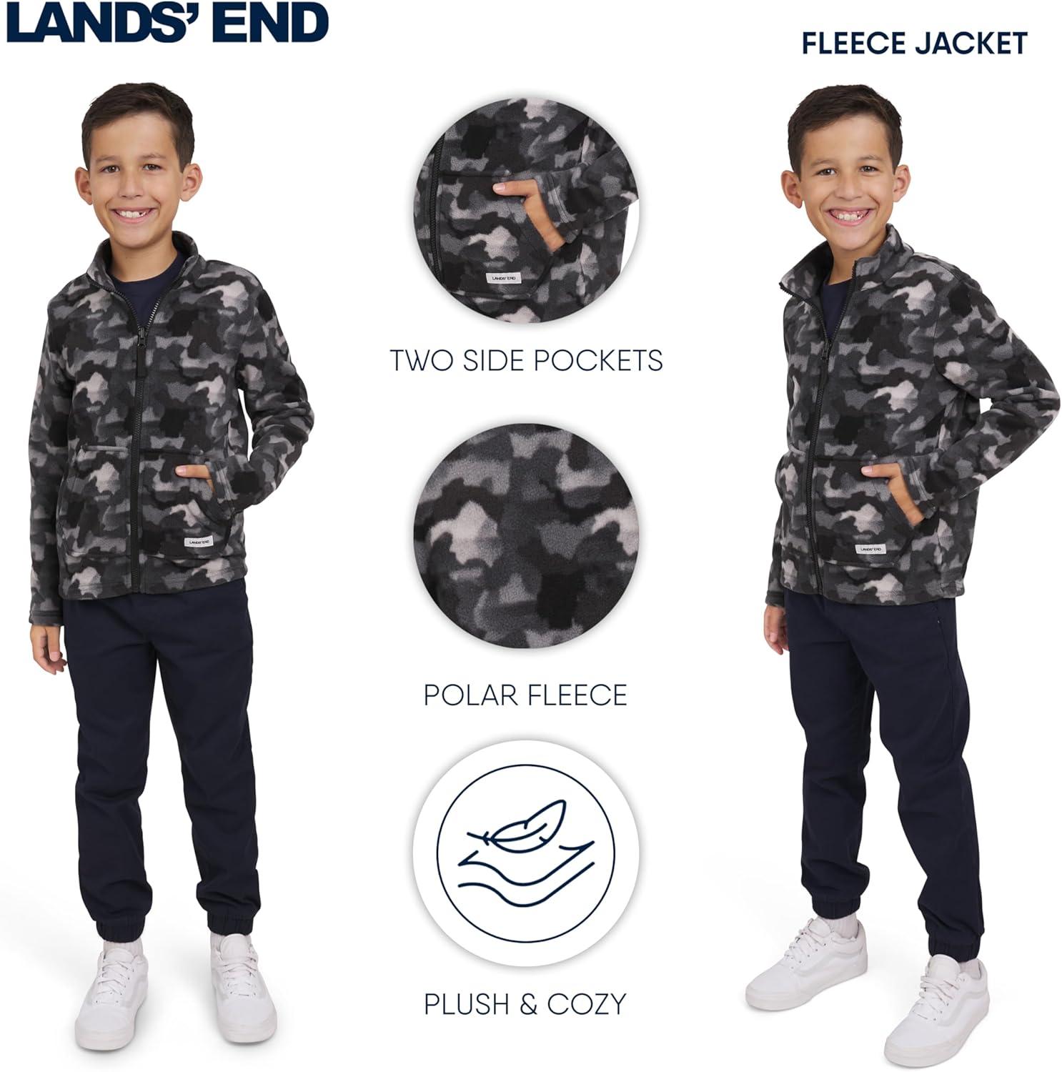 imageLands End Unisex Kids 3in1 Water Resistant Windbreaker and Zipout Polar Fleece JacketSmoked Pearl
