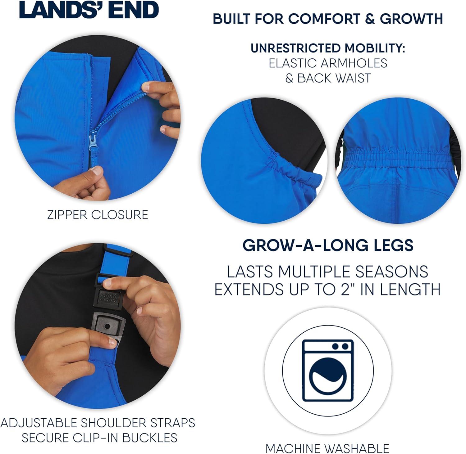 imageLands End Unisex Kids Squall Waterproof Adjustable Insulated Iron Knee Snow Bib OverallsCobalt