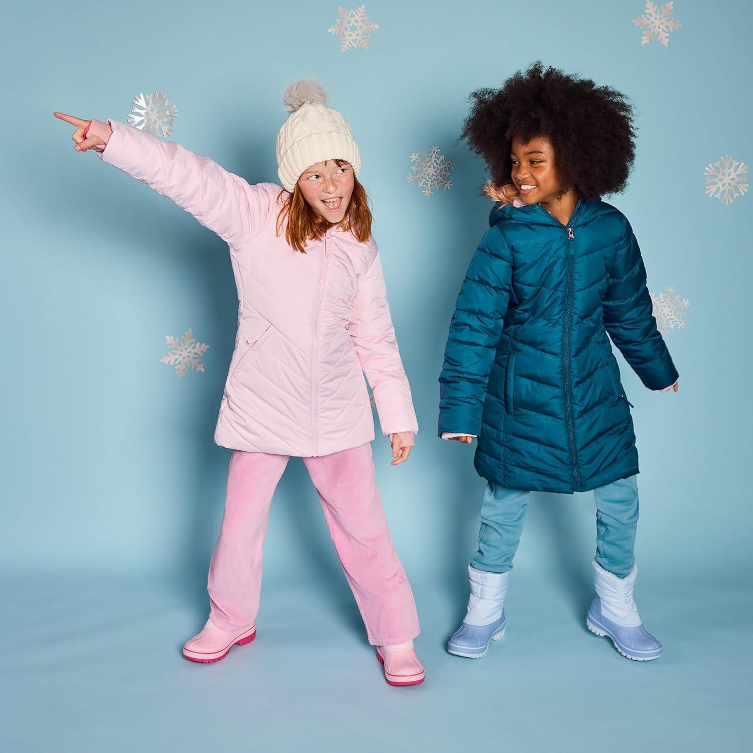 imageLands End Waterproof Kids Snow Boots Insulated Warm Fleece Lined Winter Boots for Toddlers Girls ampamp Boys Size 510 Toddler or 117 Little or Big KidLight Blue