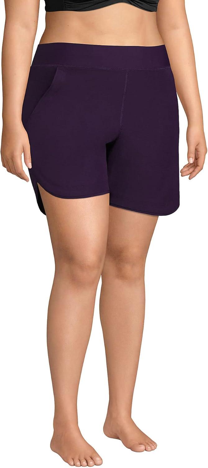 imageLands End Womens 5quot Quick Dry Elastic Waist Board Shorts Swim Coverup Shorts with PantyBlackberry