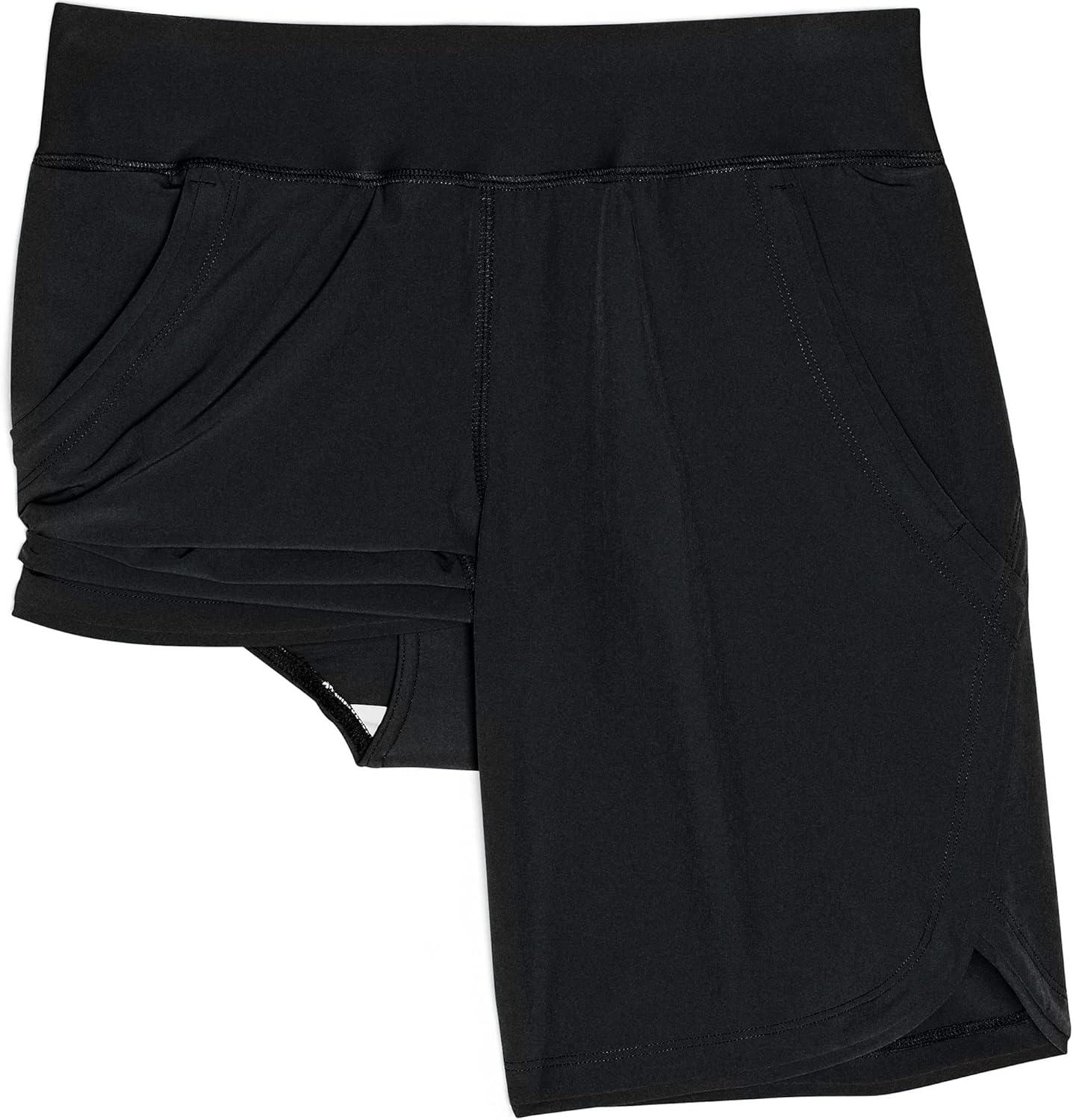 imageLands End Womens 9quot Quick Dry Elastic Waist Modest Board Shorts Swim Coverup Shorts with PantyBlack