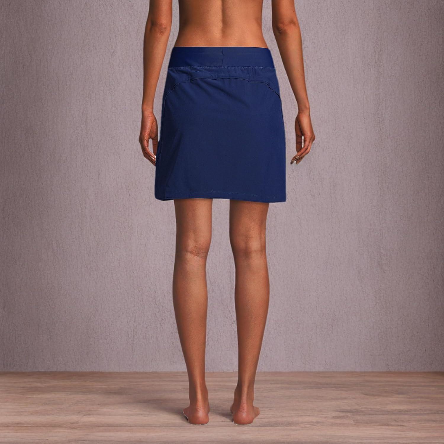 imageLands End Womens Comfort Waist Swim Skirt Swim Bottoms Skort Deep Sea Navy Plus 20w
