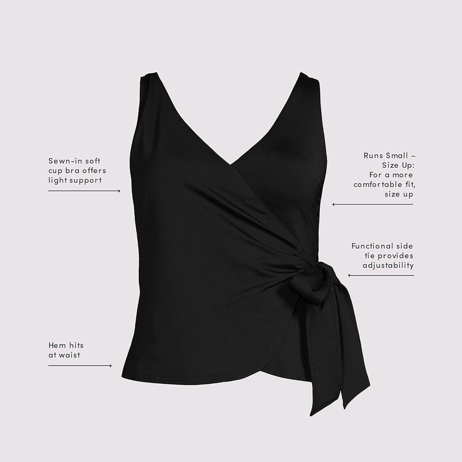 imageLands End Womens DCup Side Tie Tankini TopBlack