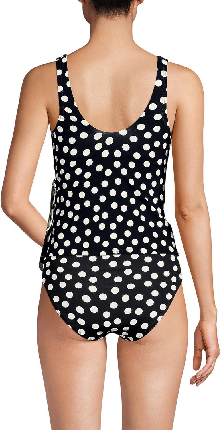 imageLands End Womens DCup Side Tie Tankini TopBlackEgret Mixed Tossed Dots
