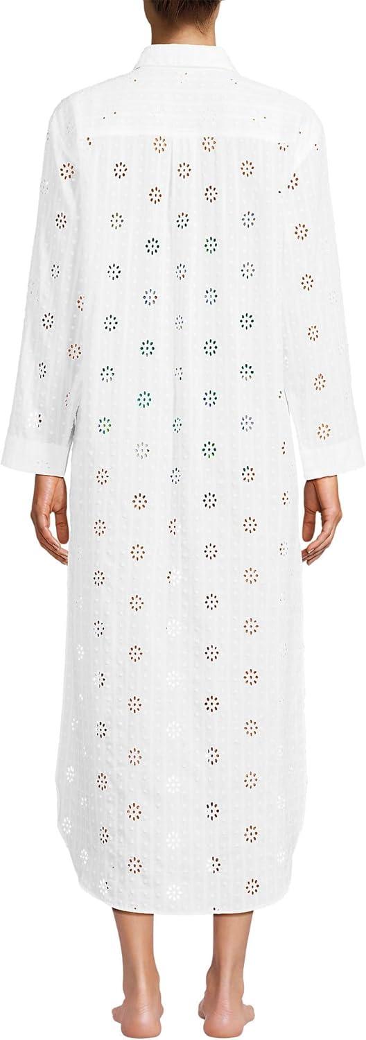 imageLands End Womens Eyelet Button Down Maxi Coverup DressWhite