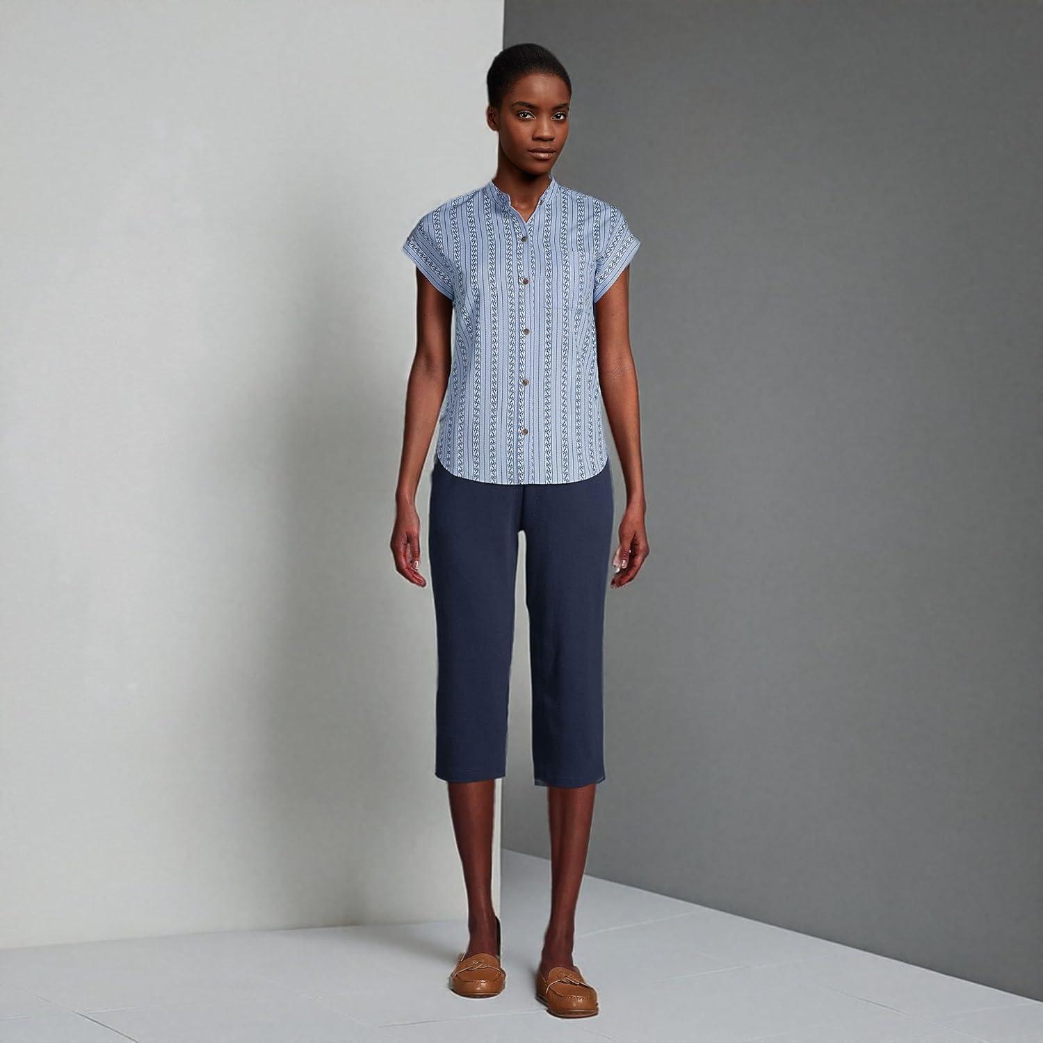 imageLands End Womens Sport Knit High Rise Elastic Waist Capri PantsRadiant Navy