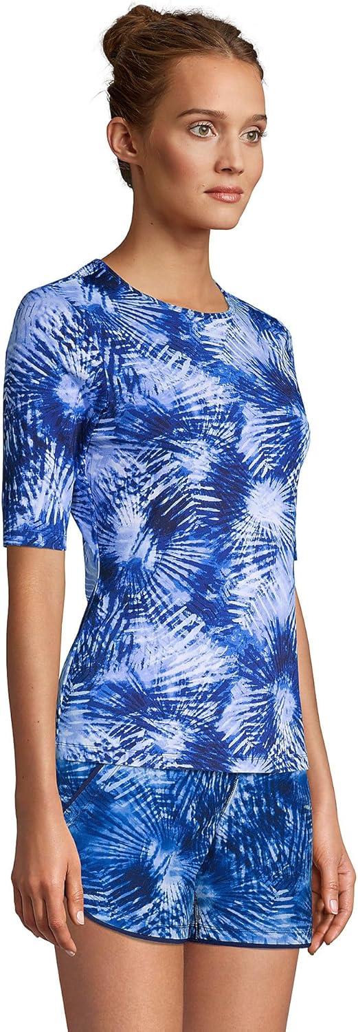 imageLands End Womens Sunshade UPF 50 Elbow Sleeve Relaxed Rash GuardNavy