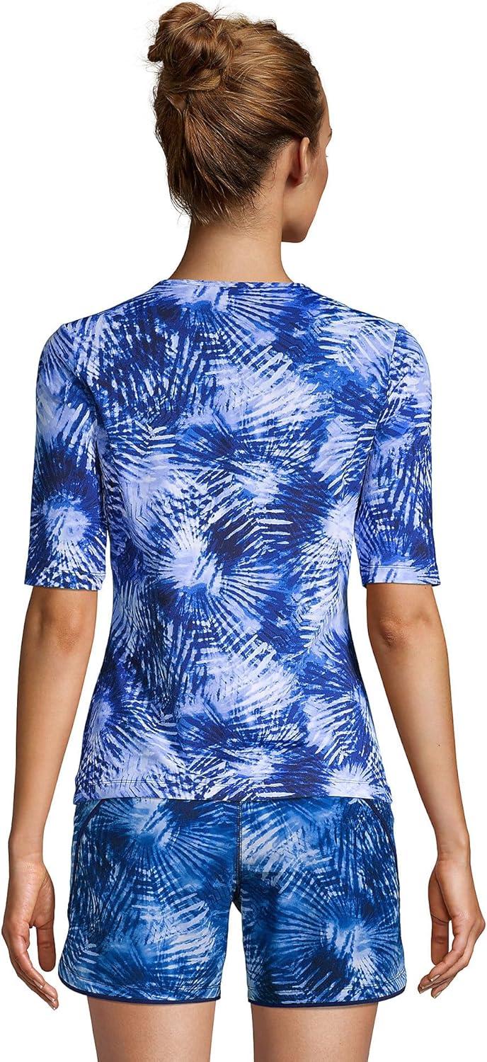 imageLands End Womens Sunshade UPF 50 Elbow Sleeve Relaxed Rash GuardNavy