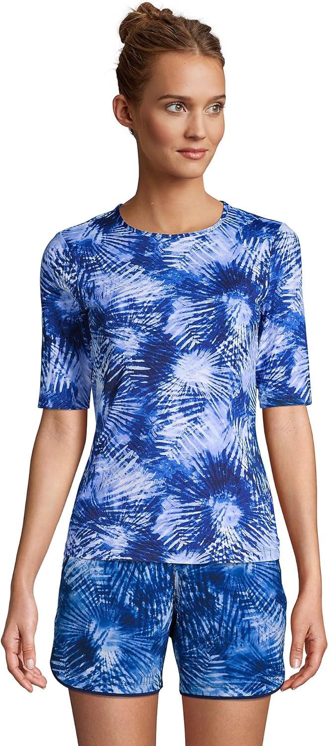 imageLands End Womens Sunshade UPF 50 Elbow Sleeve Relaxed Rash GuardNavy