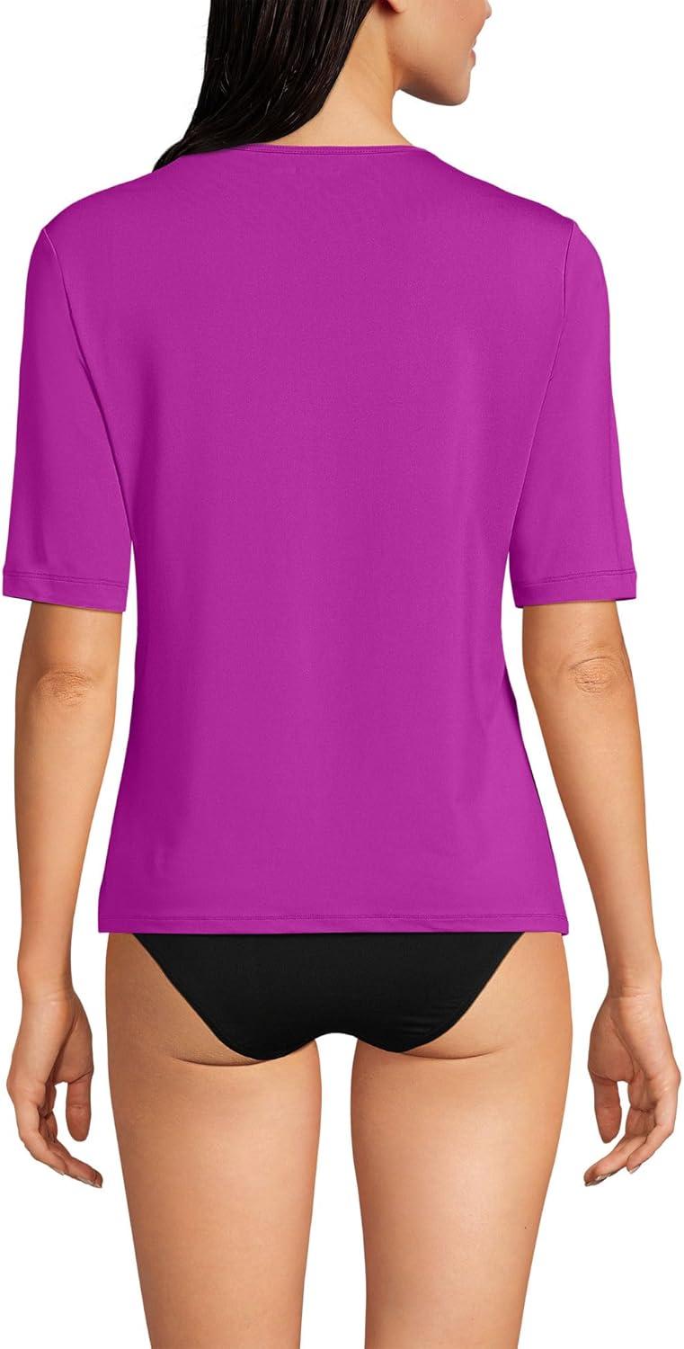 imageLands End Womens Sunshade UPF 50 Elbow Sleeve Relaxed Rash GuardViolet Rose