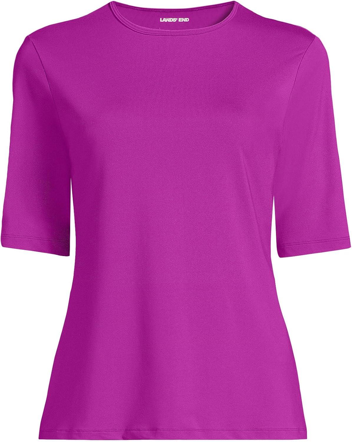 imageLands End Womens Sunshade UPF 50 Elbow Sleeve Relaxed Rash GuardViolet Rose