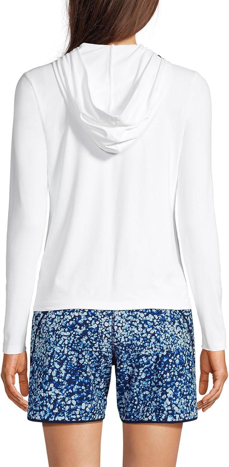 imageLands End Womens Sunshade UPF 50 Long Sleeve Hooded Full Zip Rash GuardWhite