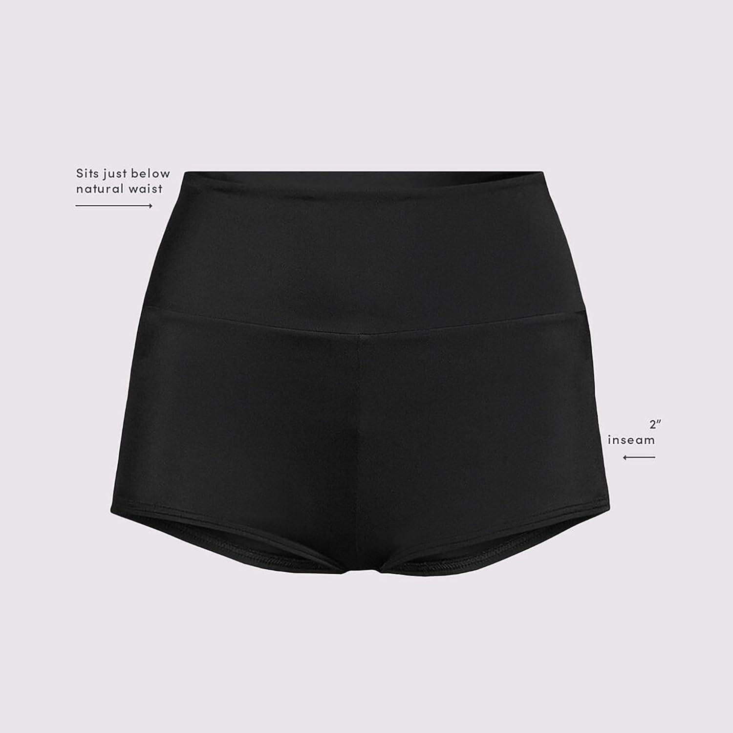 imageLands End Womens Tugless High Waisted Swim Boy ShortsBlack