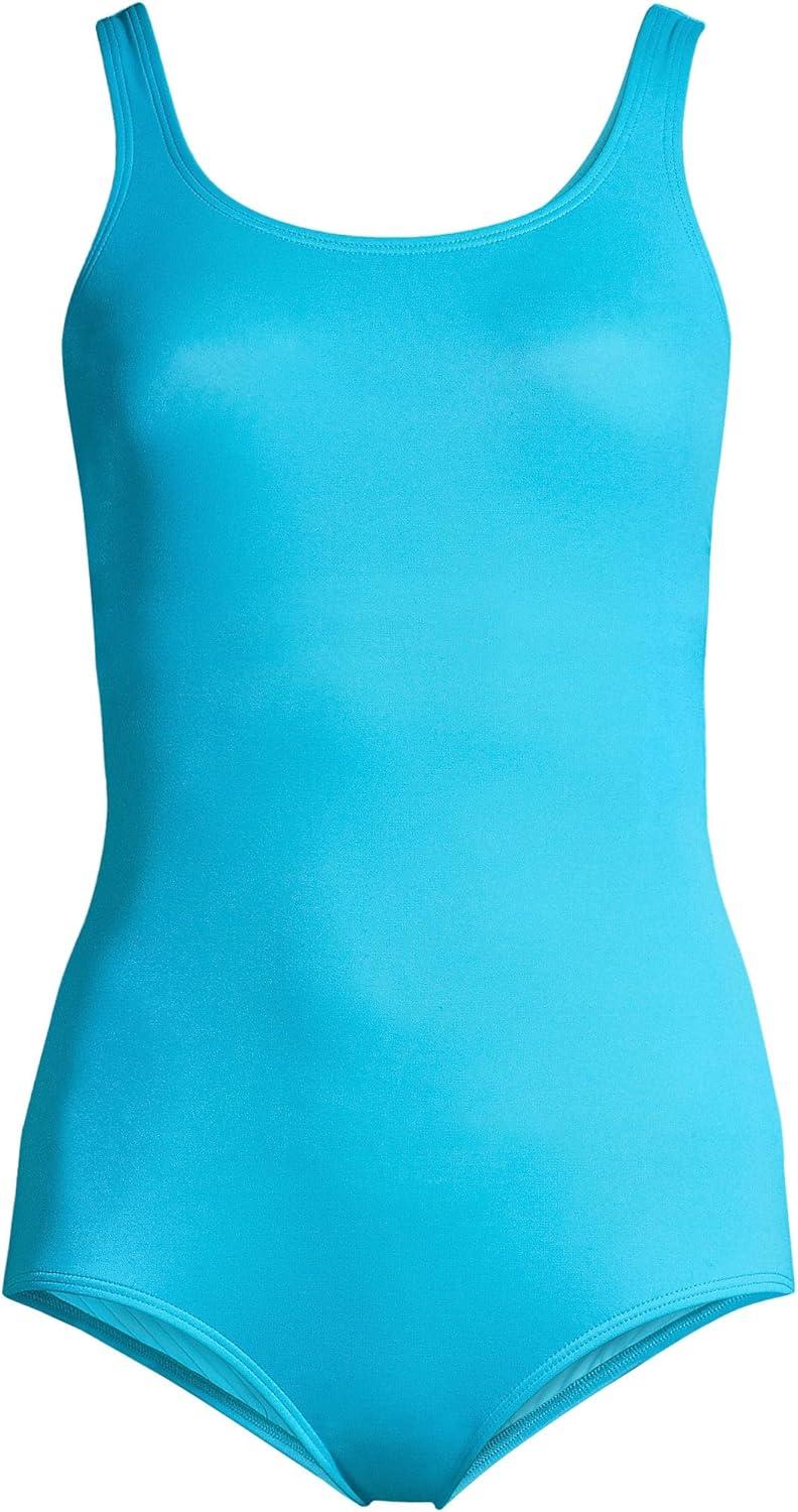 imageLands End Womens Tummy Control Chlorine Resistant Scoop Neck Soft Cup Tugless Sporty One Piece SwimsuitTurquoise