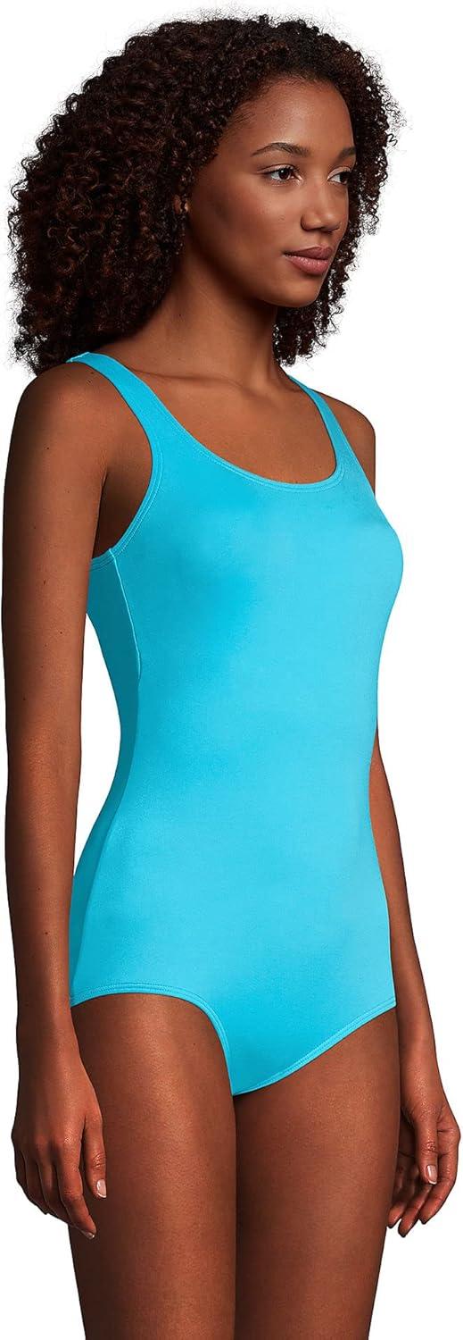 imageLands End Womens Tummy Control Chlorine Resistant Scoop Neck Soft Cup Tugless Sporty One Piece SwimsuitTurquoise