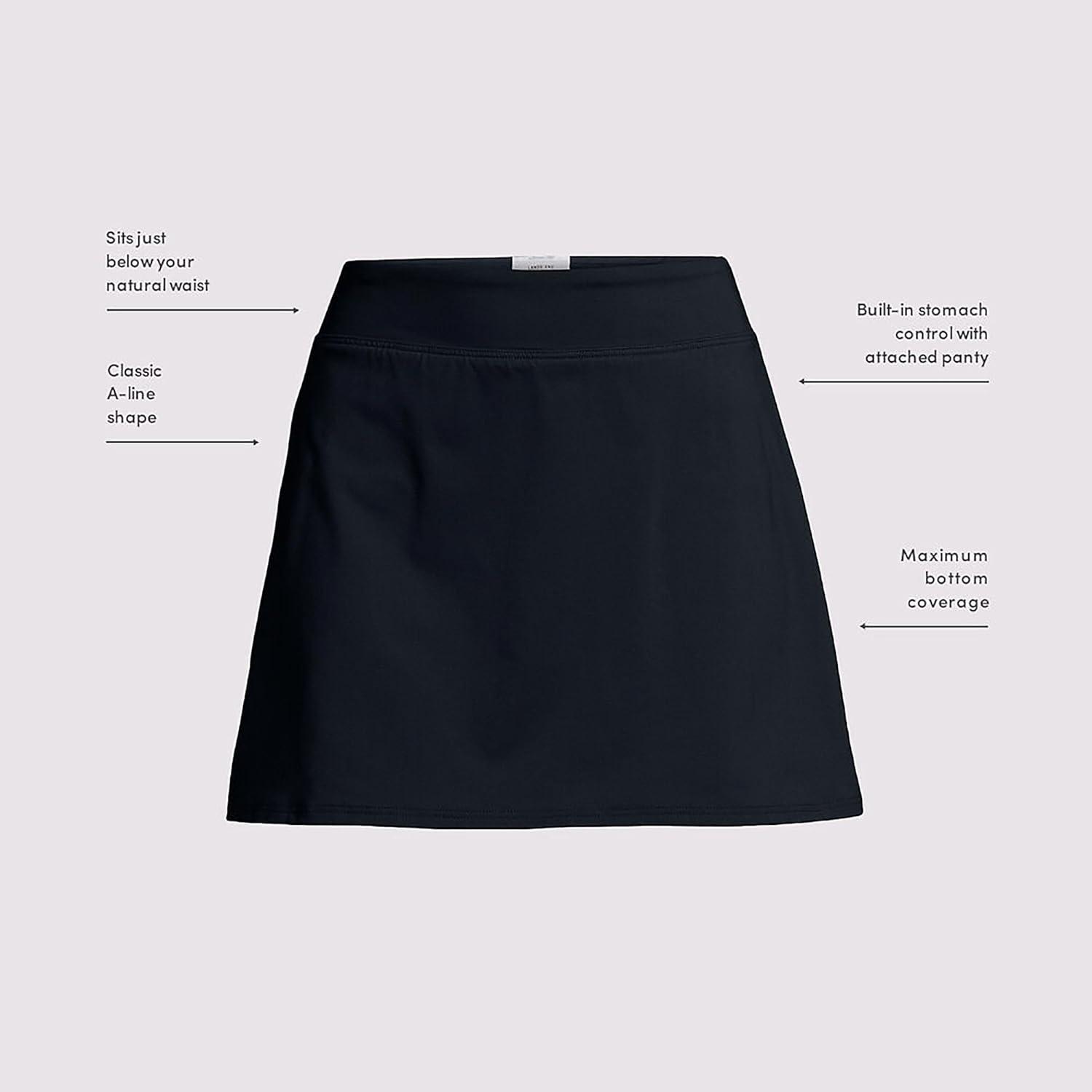 imageLands End Womens Tummy Control Skirt Swim BottomsBlack