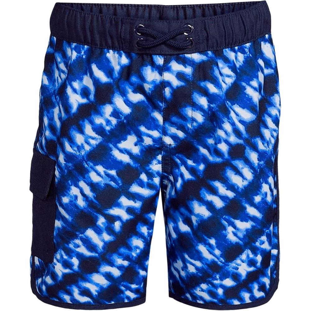 imageLands End B Cargo Pocket Swim Trunk Electric Blue Bias Tie Dye Kids Large