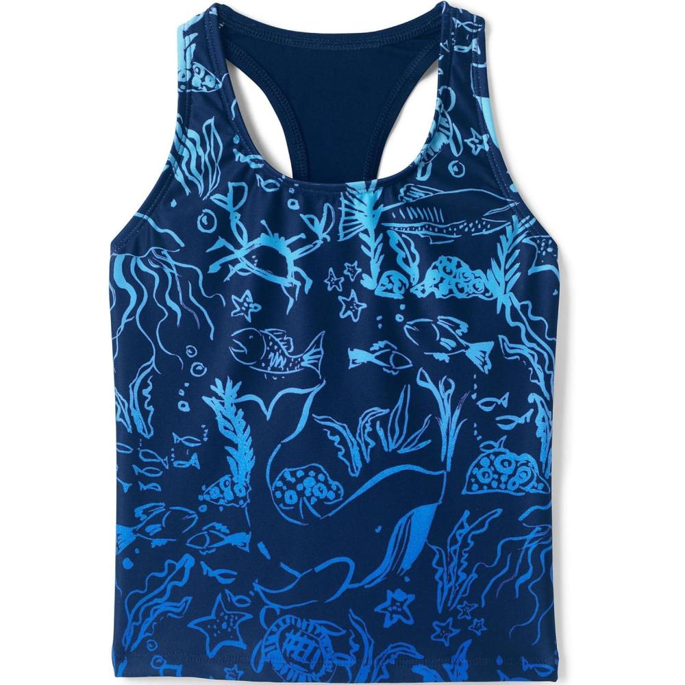 imageLands End Big Girls UPF 50 Racerback Tankini Swimsuit TopDeep Sea Navy Tonal Sea Life