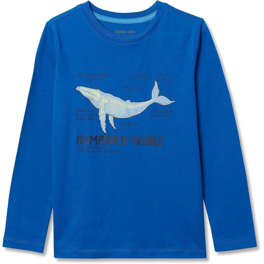 imageLands End Boys Graphic T ShirtCobalt Humpback Whale