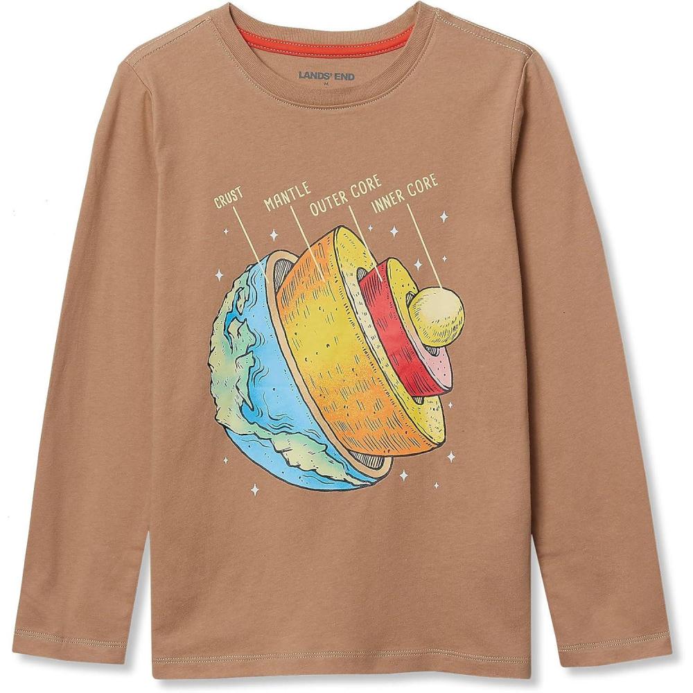 imageLands End Boys Graphic T ShirtDark Khaki Earth Layers