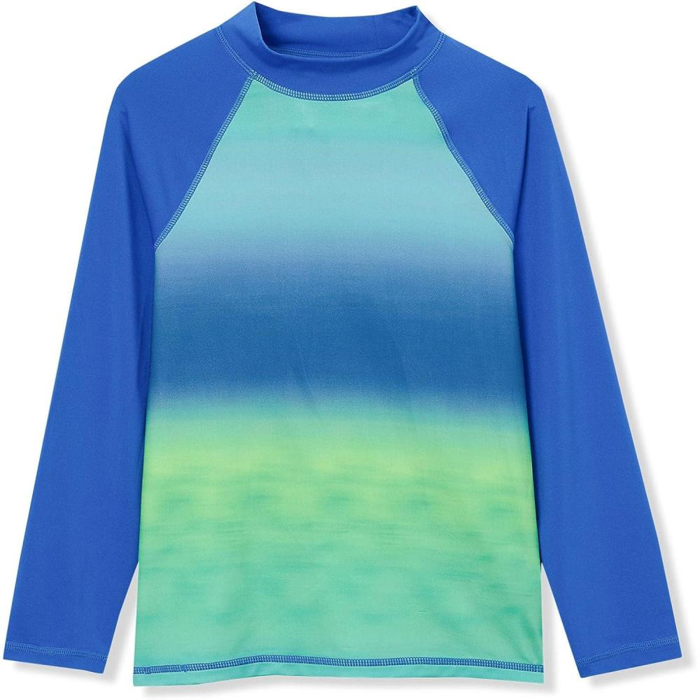 imageLands End Boys Husky Long Sleeve UPF 50 Sun Protection Rash GuardBlue Green Ombre