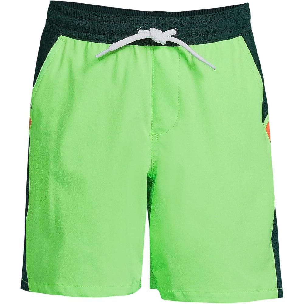 imageLands End Boys Hydroliner Quick Dry UPF 50 Swim TrunkElectric Lime