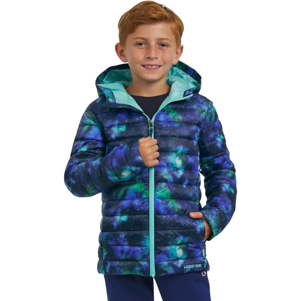 imageLands End Boys Lightweight Packable Insulated Puffer JacketBlue Galaxy Space