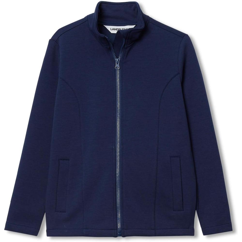 imageLands End Boys Long Sleeve Knit Full Zip Mock Neck SweatshirtNavy