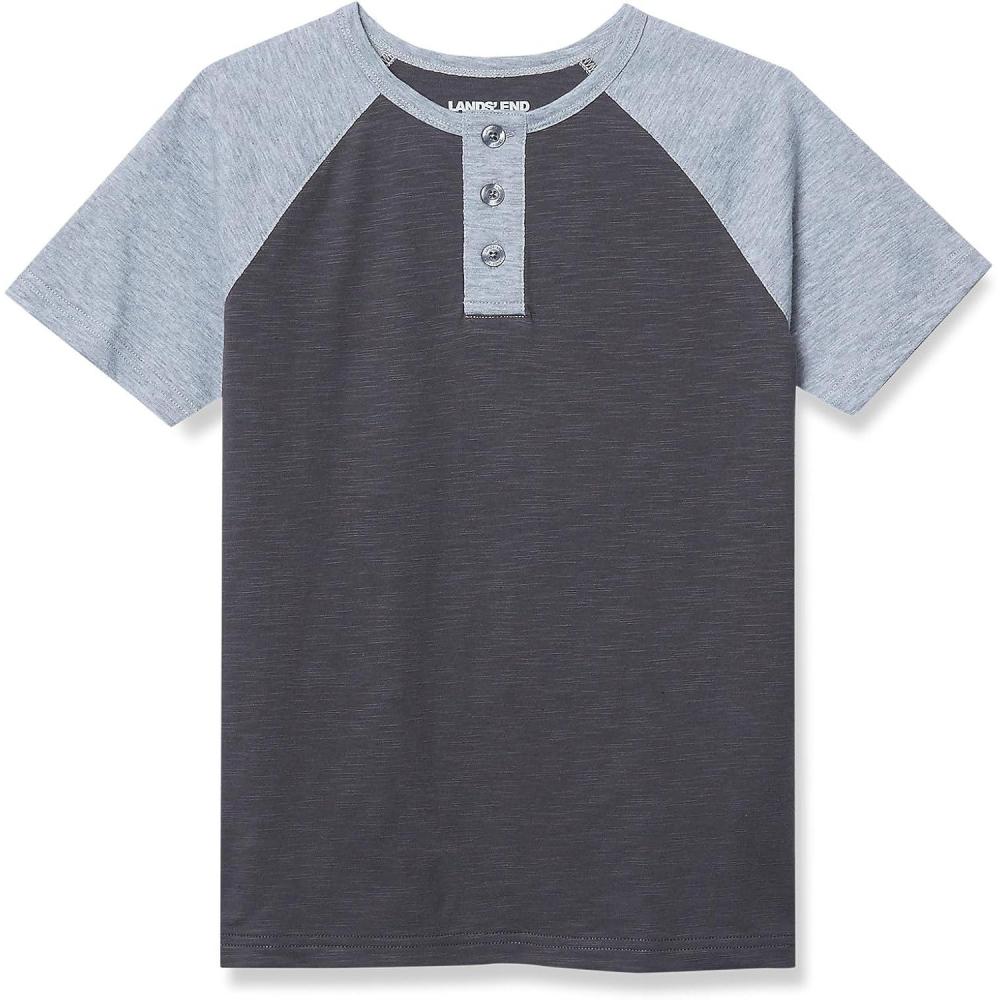 imageLands End Boys Short Sleeve Henley TShirtIronGray Heather
