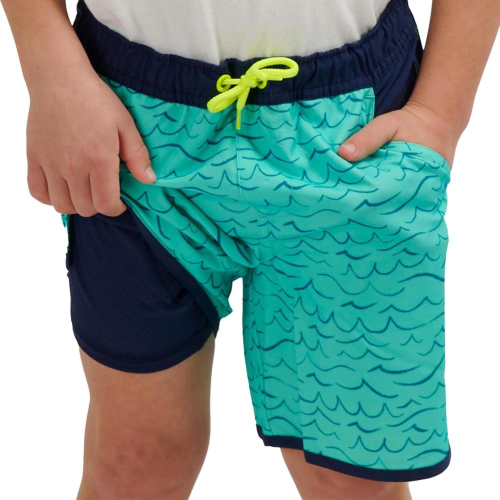 imageLands End Boys Swimwear UPF 50 Comfort Liner Swim Trunks SXLAqua Ice