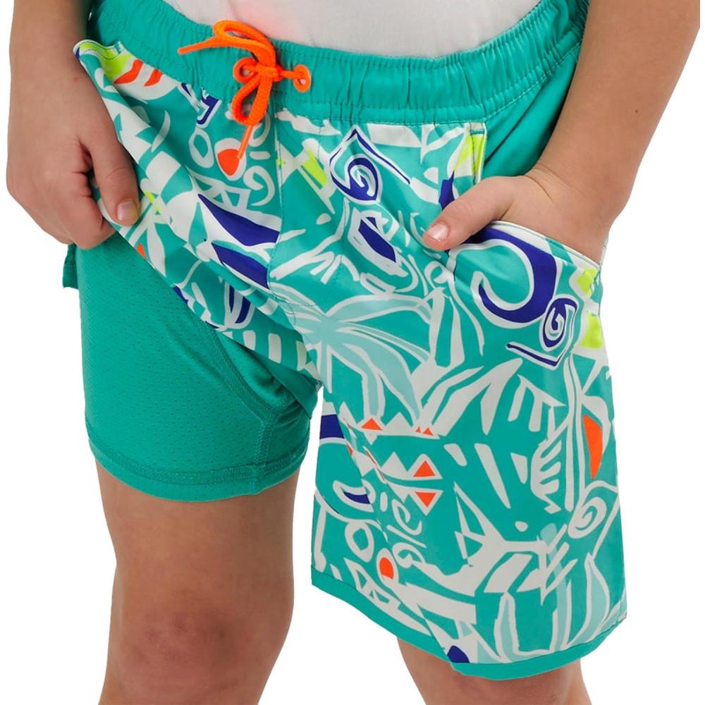 imageLands End Boys Swimwear UPF 50 Comfort Liner Swim Trunks SXLAruba Blue