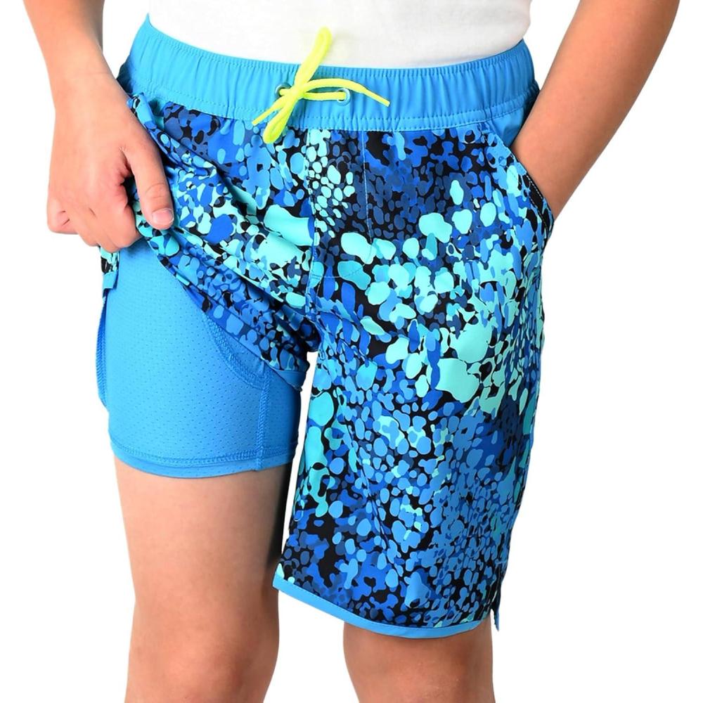 imageLands End Boys Swimwear UPF 50 Comfort Liner Swim Trunks SXLTurqouise