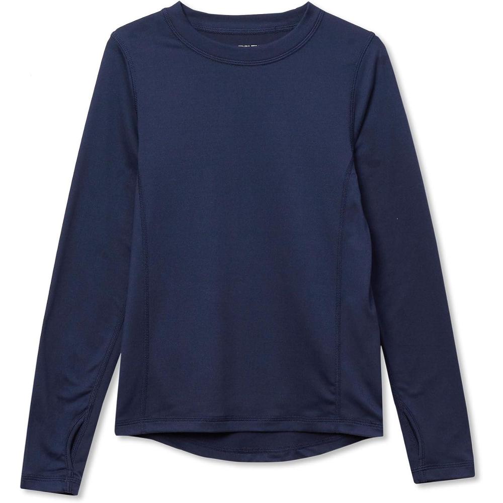 imageLands End Boys Thermal Base Layer Long Underwear Thermaskin Crew Neck ShirtTrue Navy