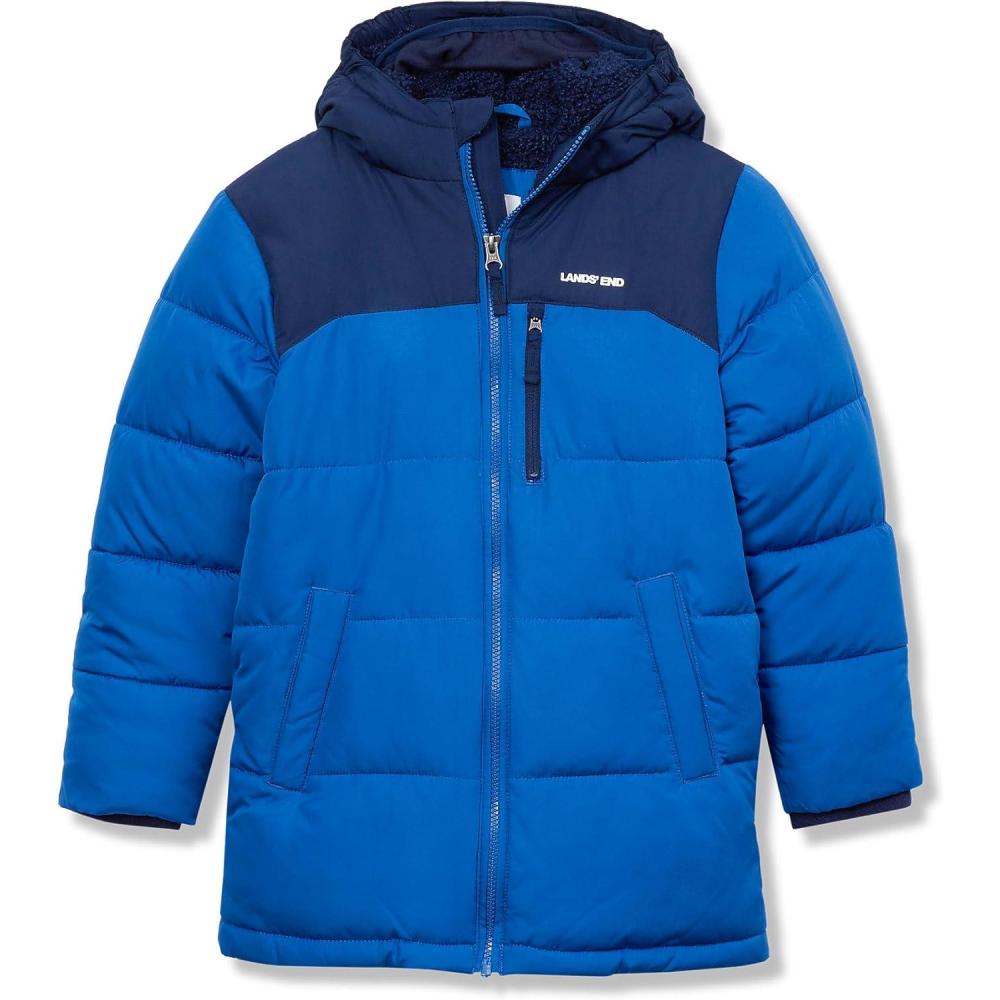 imageLands End Boys Water Resistant Sherpa Lined CoatCobaltMedieval Blue