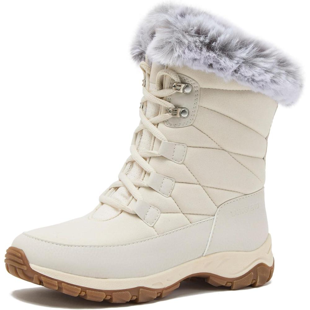 imageLands End Expedition Waterproof Insulated Womens Snow Boots Lace Up or Slip On Winter Boots for Women Medium or Wide Width Sizes 6 to 11 Black Brown Blue White or Grey Winter ShoesWhite Max