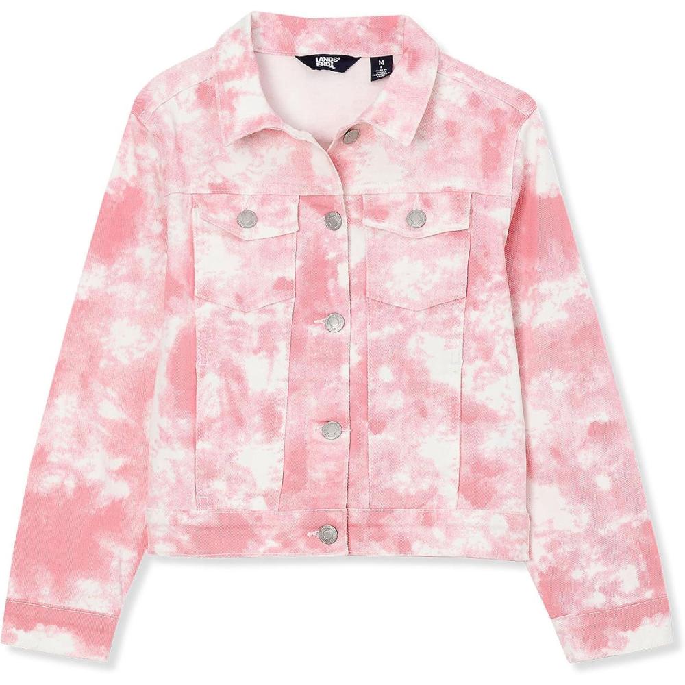 imageLands End Girls Denim JacketPink Tie Dye