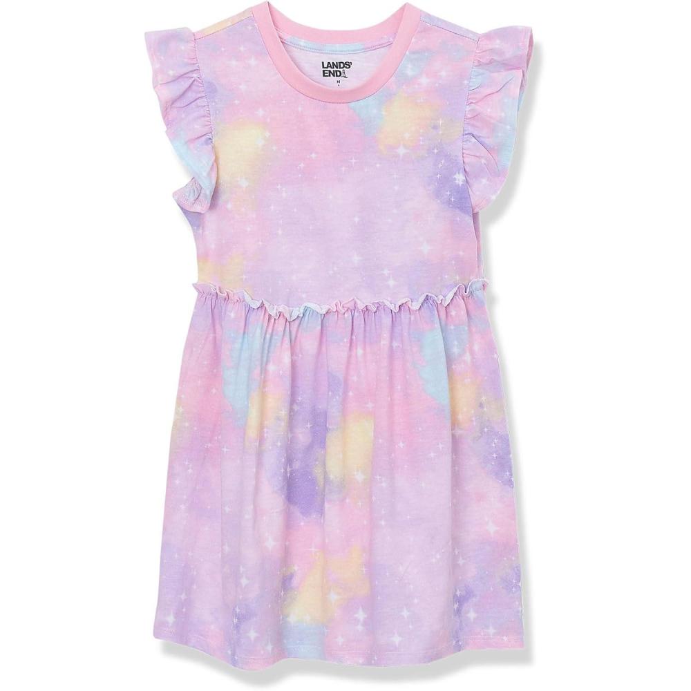 imageLands End Girls Gathered Waist Tunic TopBubble Gum Galaxy