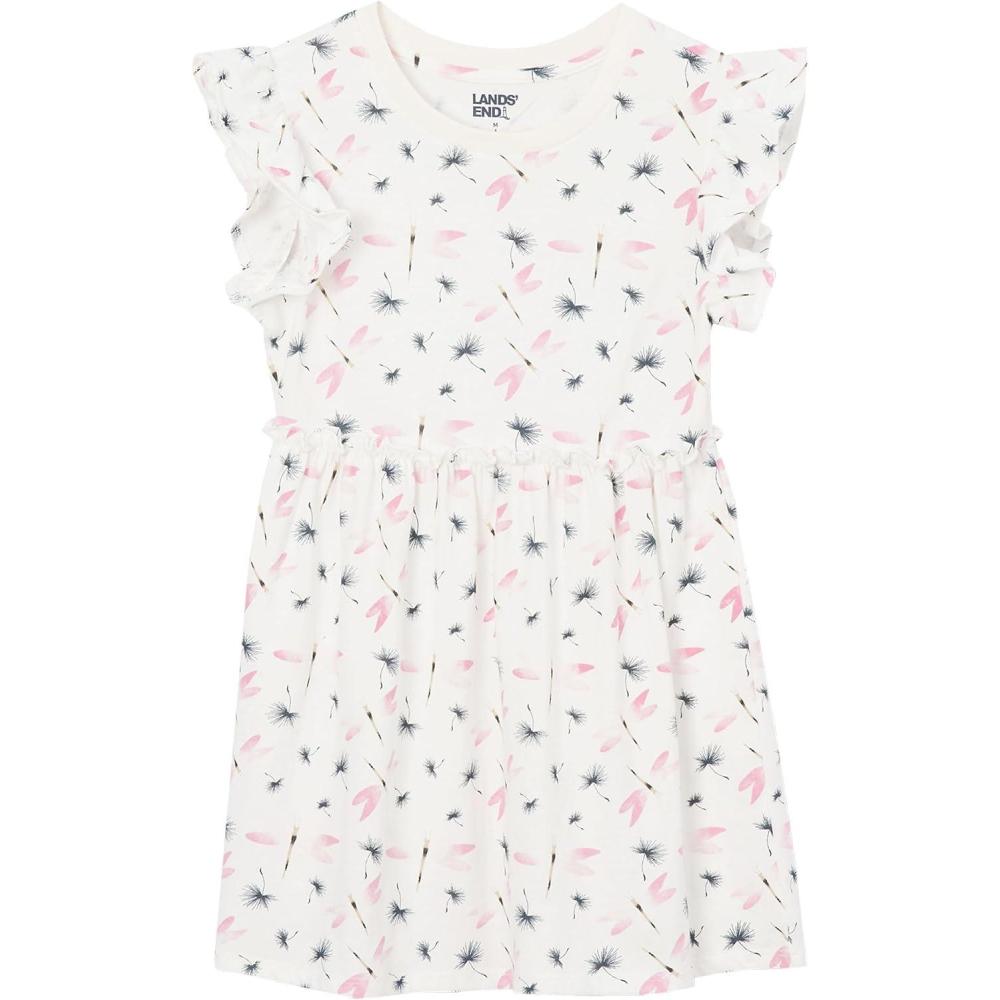 imageLands End Girls Gathered Waist Tunic TopIvory Dragonfly