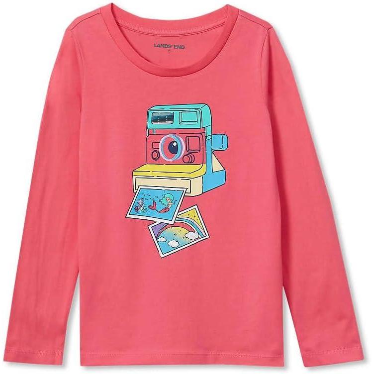 imageLands End Girls Graphic Tee ShirtHot Pink Camera