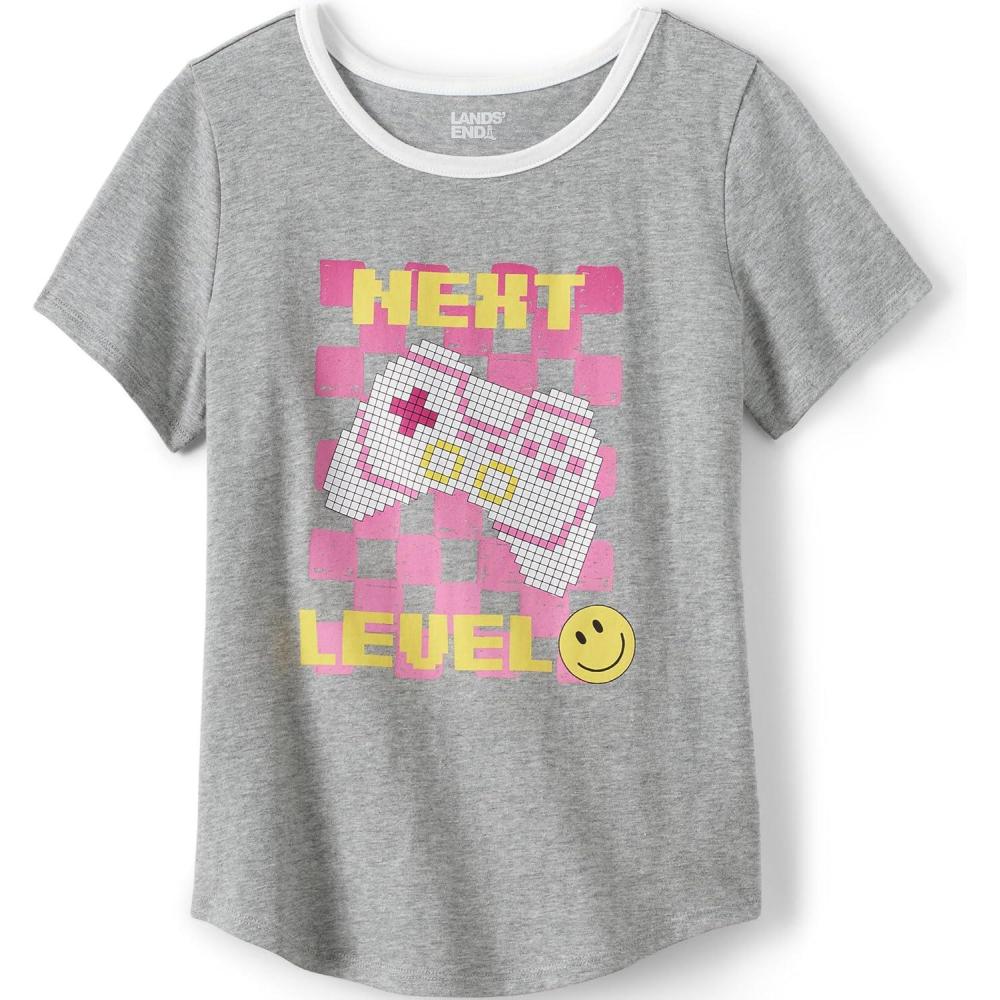 imageLands End Girls Graphic TeeGray Heather Gamer
