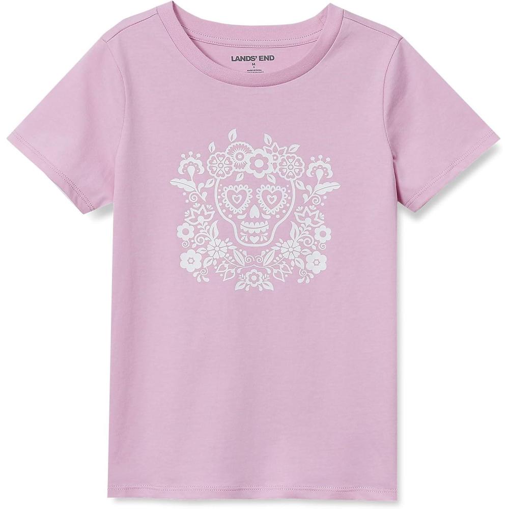 imageLands End Girls Graphic TeeGuava Pink Heart Skull