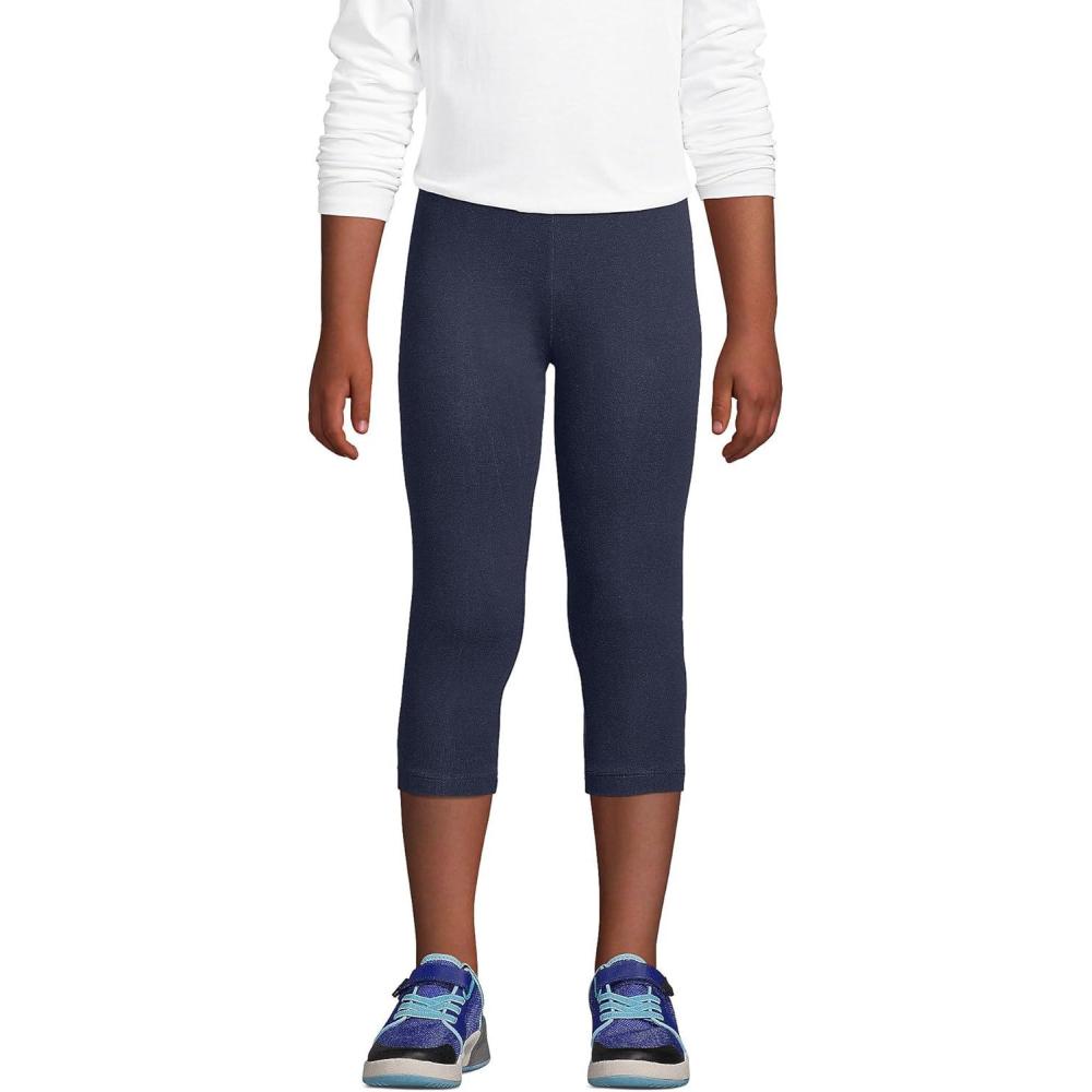 imageLands End Girls Tough Cotton Capri LeggingsClassic Navy