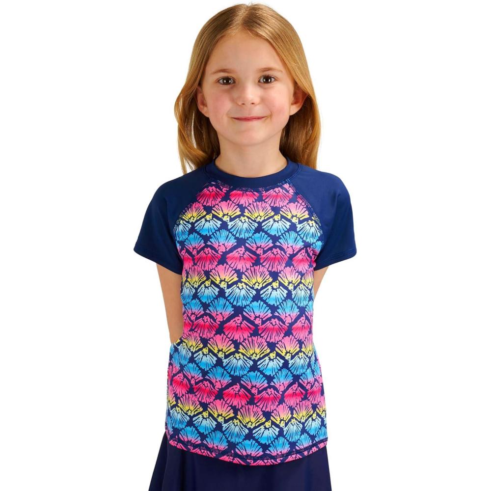 imageLands End Kids Boys and Girls Swimwear UPF 50 Short Sleeve Rash Guard Shirt XXSXLDeep Sea Navy 3