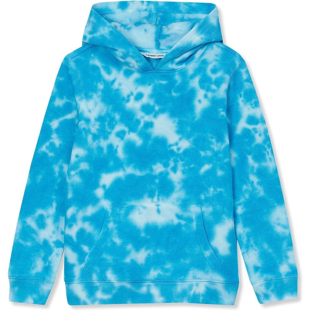 imageLands End Kids Fleece Pullover HoodieBlue Tie Dye