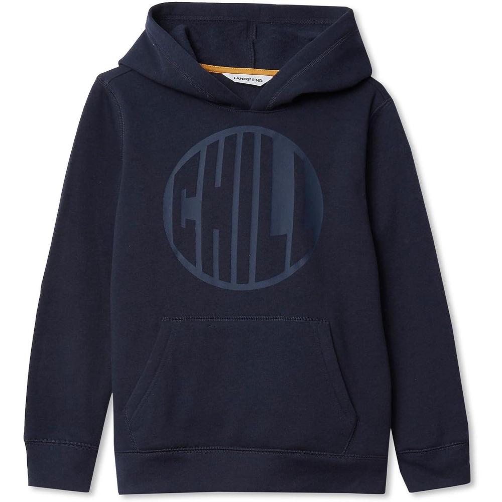 imageLands End Kids Fleece Pullover HoodieChillClassic Navy