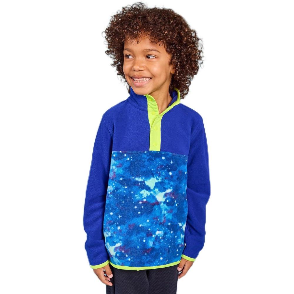 imageLands End Kids Fleece Quarter ZipBright Blue Galaxy