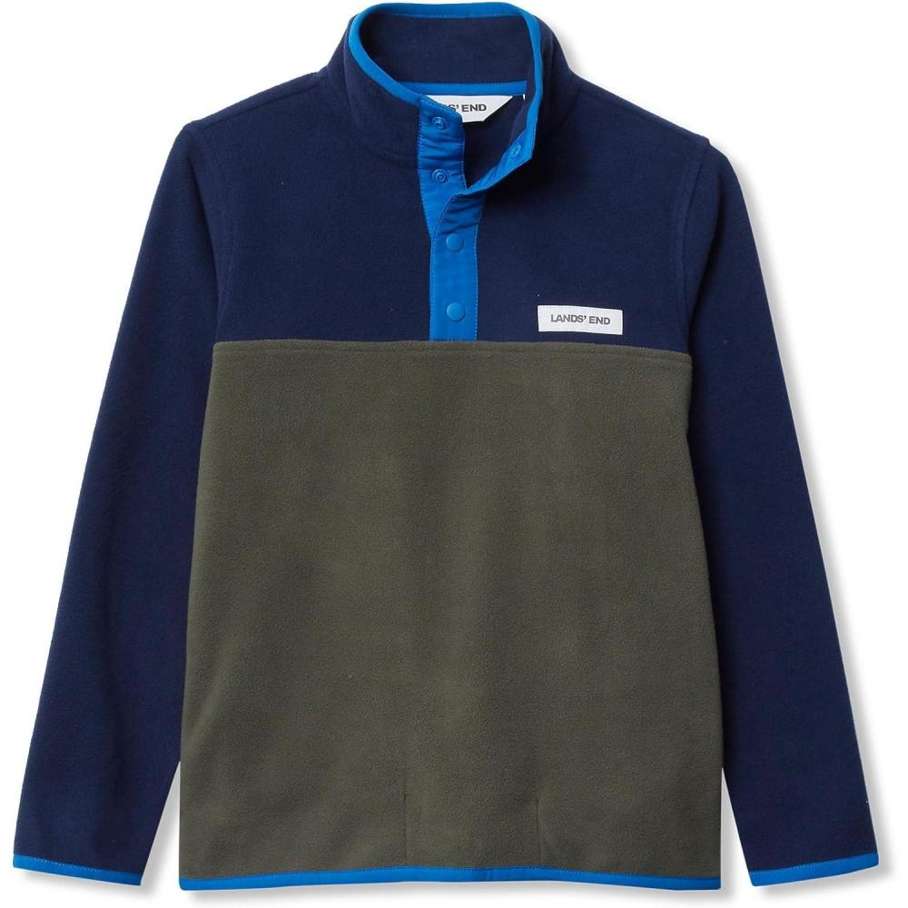 imageLands End Kids Fleece Quarter ZipGreenNavyBlue