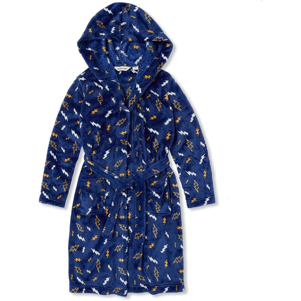 imageLands End Kids Hooded Fleece Solid RobeCobalt Bolts