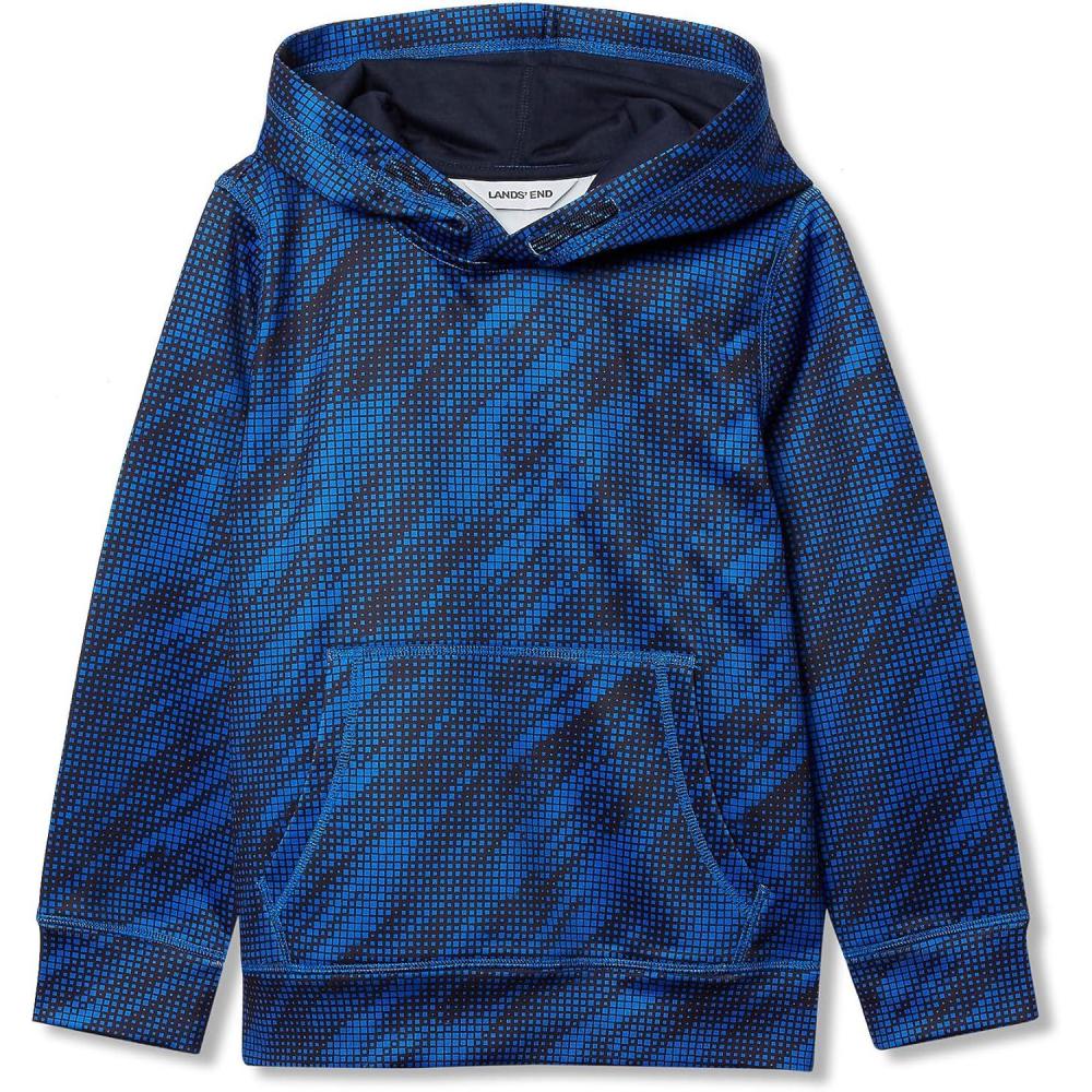 imageLands End Kids Husky Athletic Lightweight Hooded SweatshirtBright Blue Sport Streak