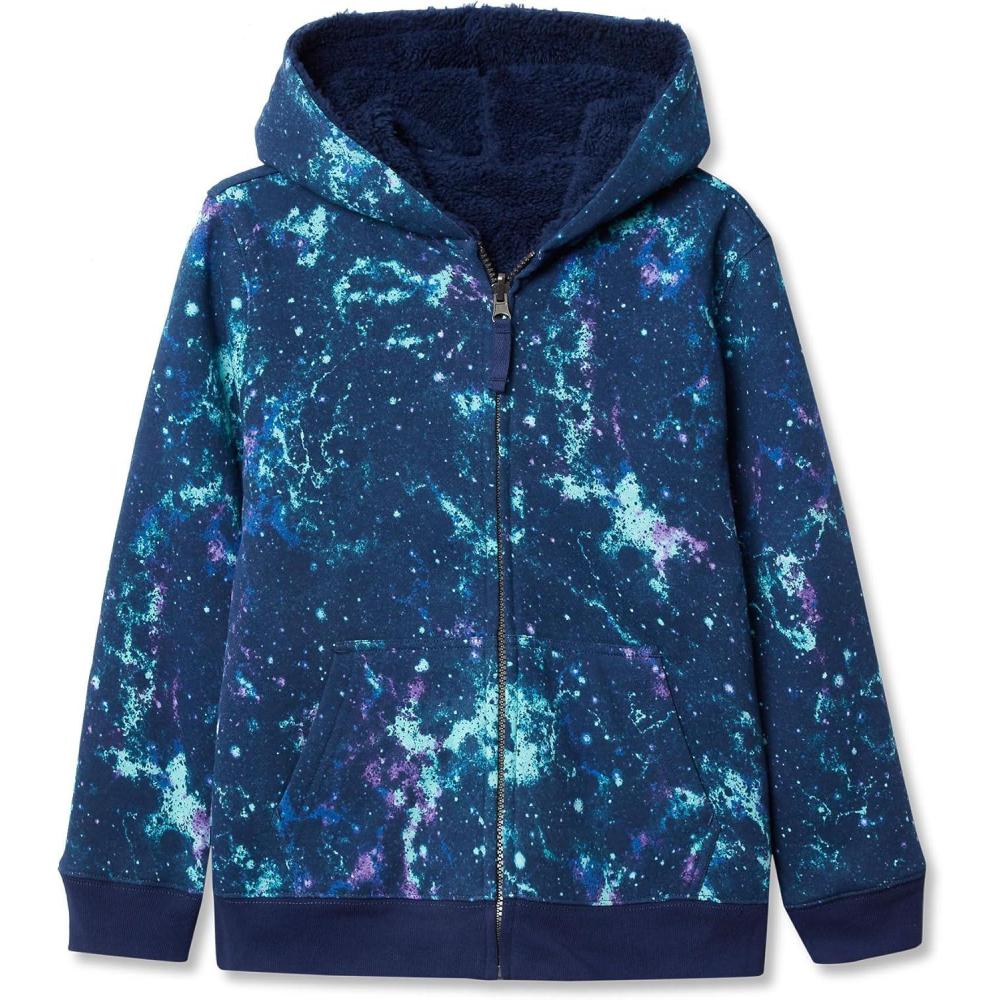 imageLands End Kids Husky Reversible Sherpa Fleece HoodieGalaxyNavy
